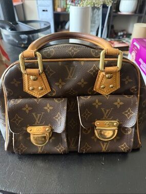 Louis Vuitton Brown Monogram Canvas Double Front Pocket Satchel